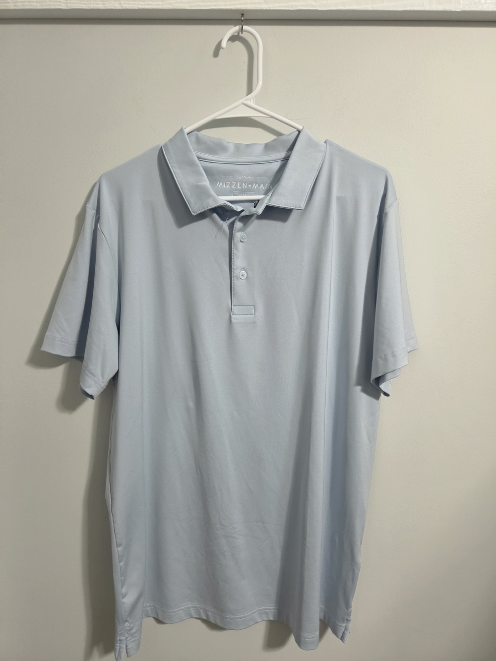 Mizzen+Main Pale Blue Men's Performance Polo Size L